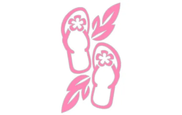 713 Flip Flops with Leaves  2.8" x 5.3"