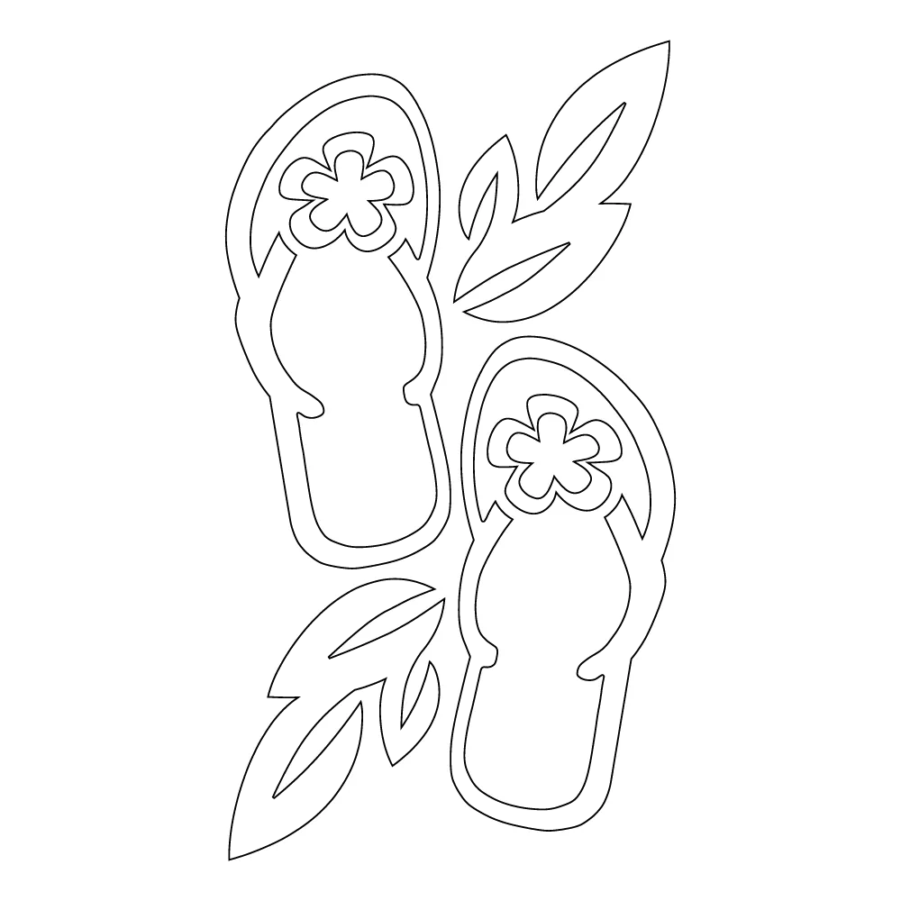 713 Flip Flops with Leaves  2.8" x 5.3"