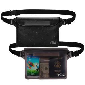 AiRunTech Waterproof Pouch with Waist Strap (2 Pack) | Accessories Best Way to Keep Your Phone and Valuables Safe and Dry | Perfect for Boating Swimming Snorkeling Kayaking Beach Poo(Gray Black)