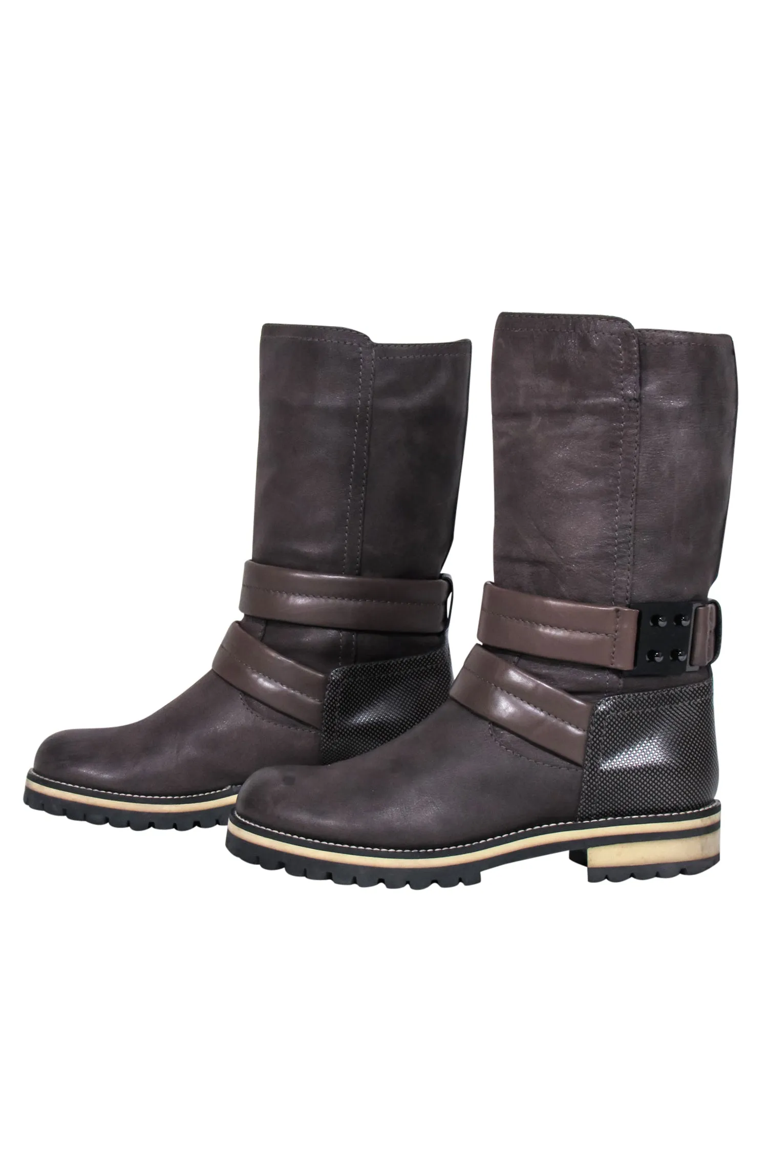 Aquatalia - Brown Leather Ankle Strap Short Boots Sz 6.5