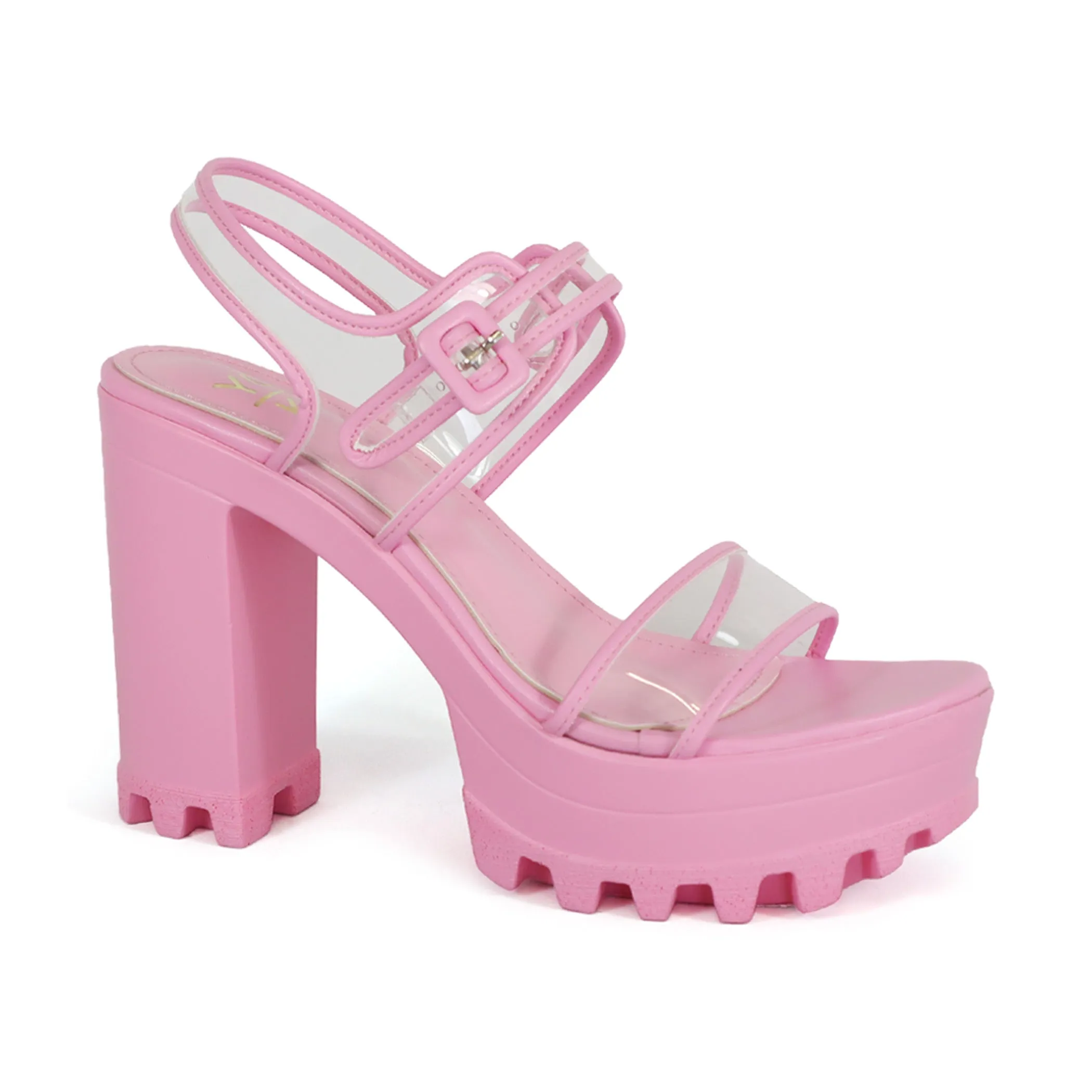 ASTER Women's Chunky High Heel Platform PVC Sandal