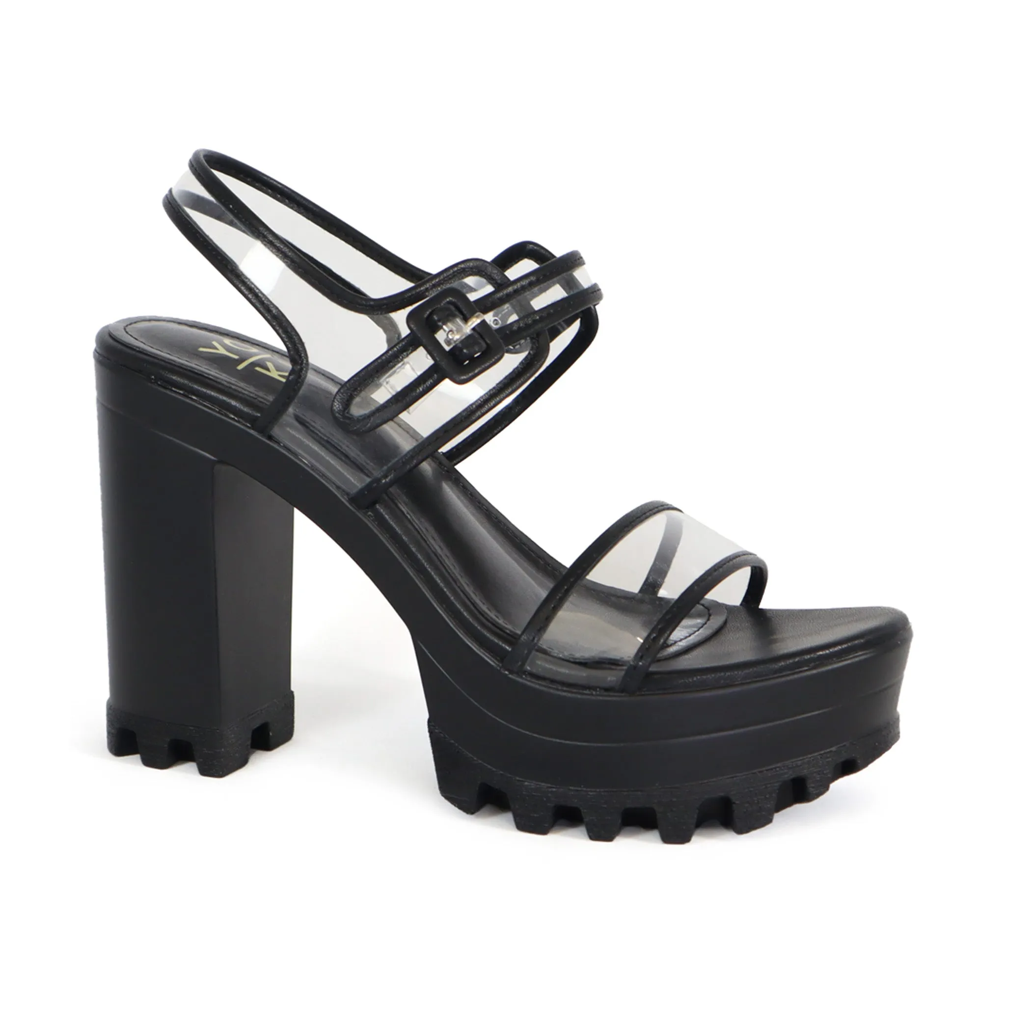 ASTER Women's Chunky High Heel Platform PVC Sandal