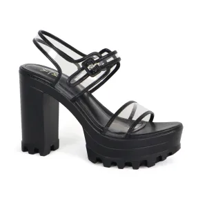 ASTER Women's Chunky High Heel Platform PVC Sandal