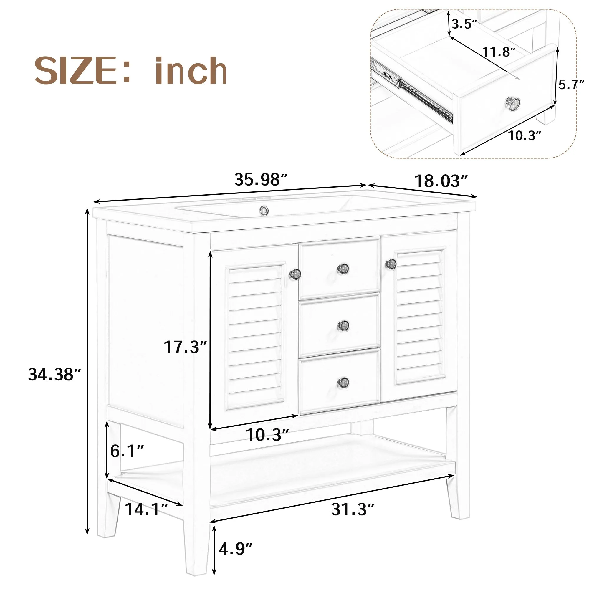 Bathroom Vanity with Ceramic Basin
