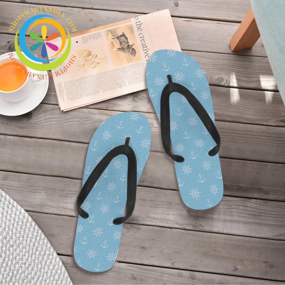 Blue Nautical Flip-Flops - Men's & Ladies