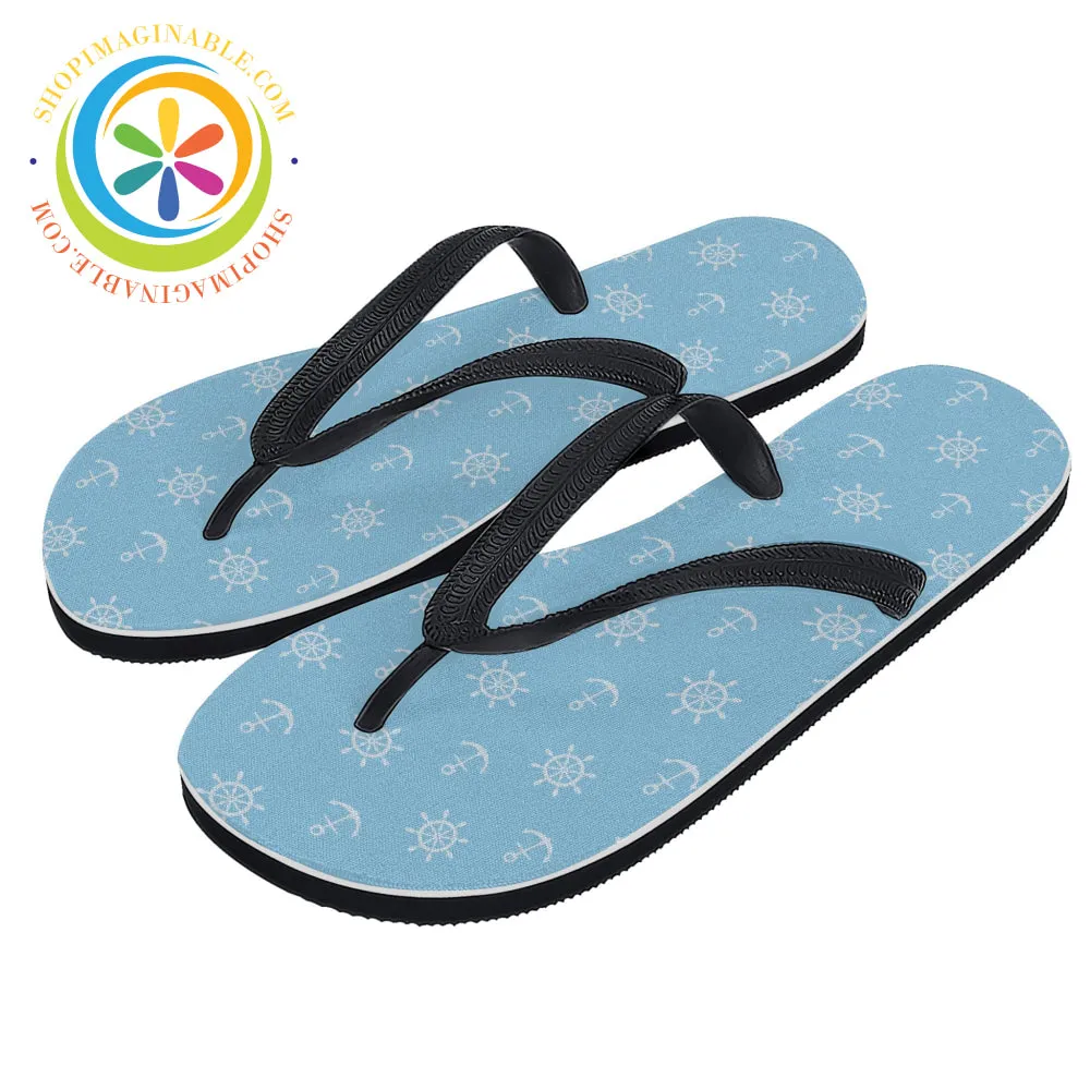 Blue Nautical Flip-Flops - Men's & Ladies