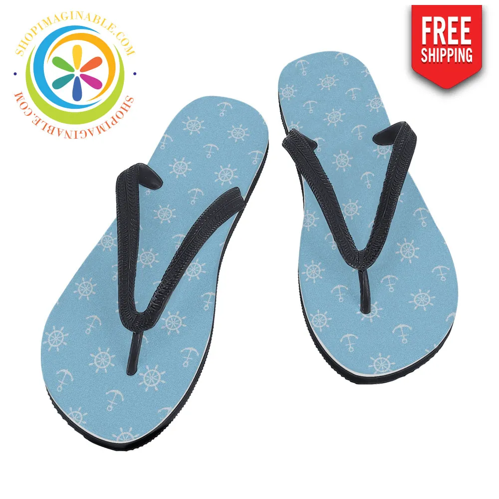 Blue Nautical Flip-Flops - Men's & Ladies