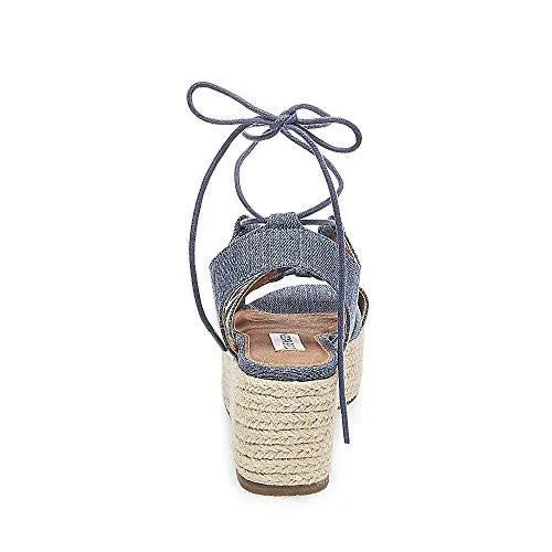 Brayla Espadrille Wedge Sandal Denim Fabric 6 M Us