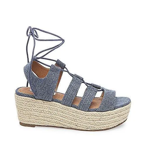 Brayla Espadrille Wedge Sandal Denim Fabric 6 M Us