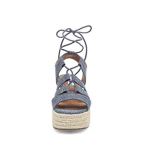 Brayla Espadrille Wedge Sandal Denim Fabric 6 M Us