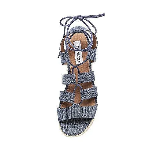 Brayla Espadrille Wedge Sandal Denim Fabric 6 M Us