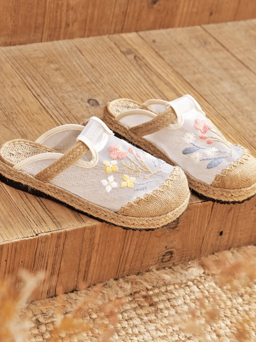 CACTUS ROSE | EMBROIDERED MESH UPPER ESPADRILLE MULE