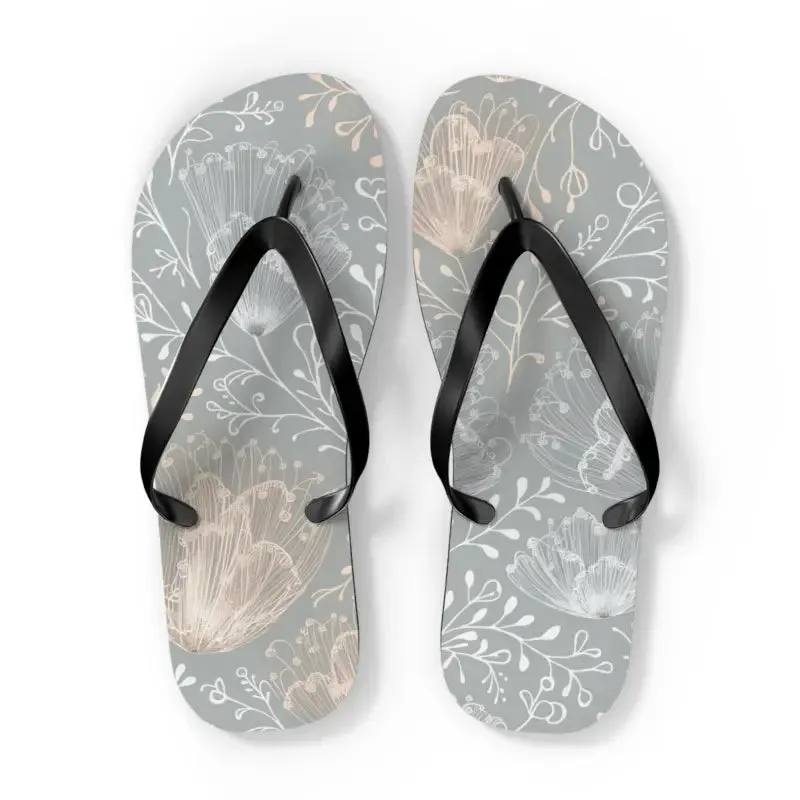 Chic Delicate Flowers Flip Flops for Summer Comfort