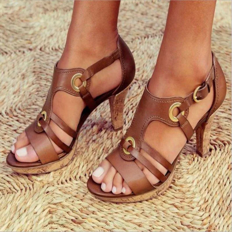 Chunky High Heel Platform Sandals