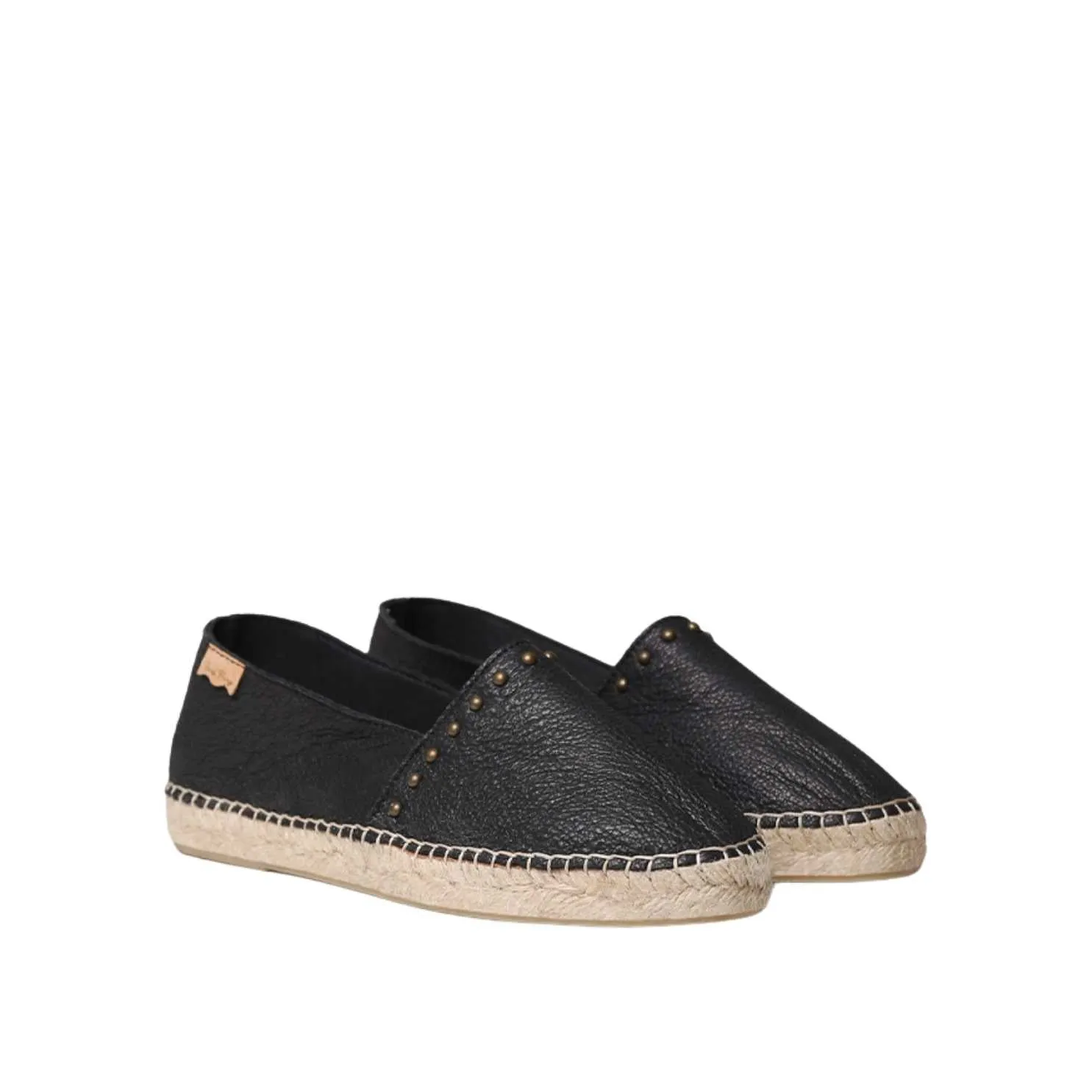 Closed Toe Leather Espadrilles with Studs for Women - Malta
