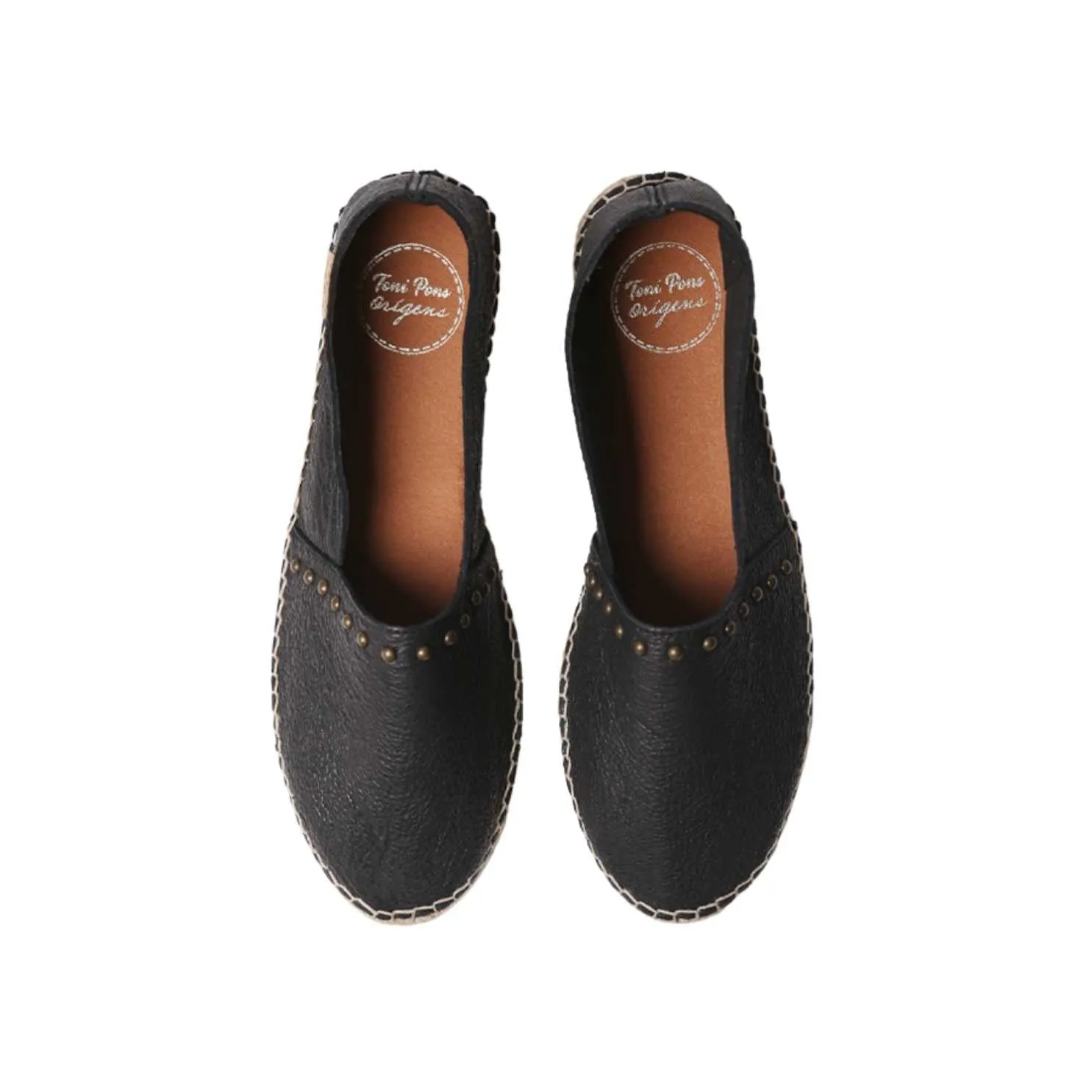 Closed Toe Leather Espadrilles with Studs for Women - Malta