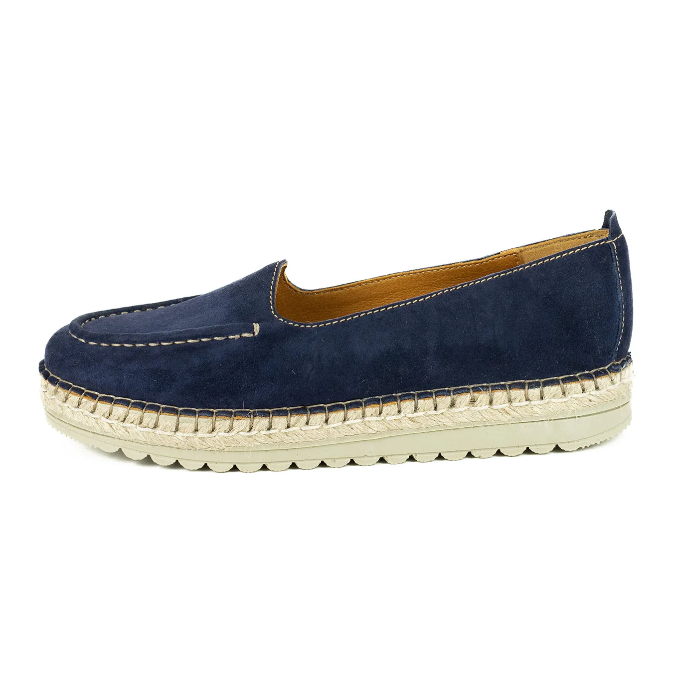 Dodoma : Ladies Leather Espadrille in Navy Velutto