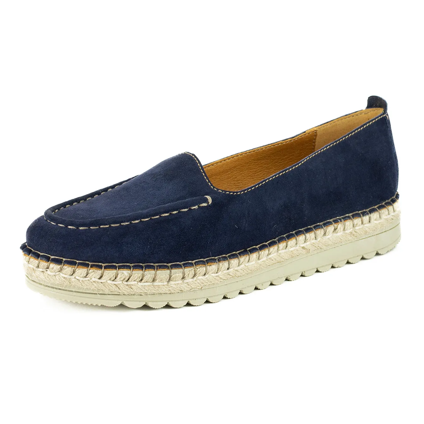 Dodoma : Ladies Leather Espadrille in Navy Velutto
