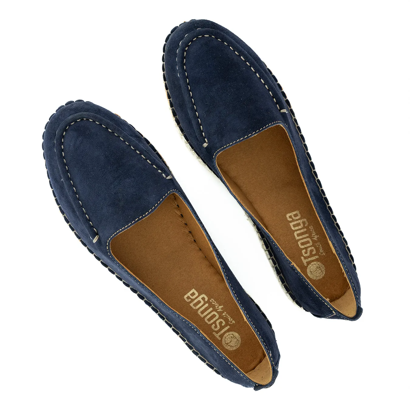 Dodoma : Ladies Leather Espadrille in Navy Velutto