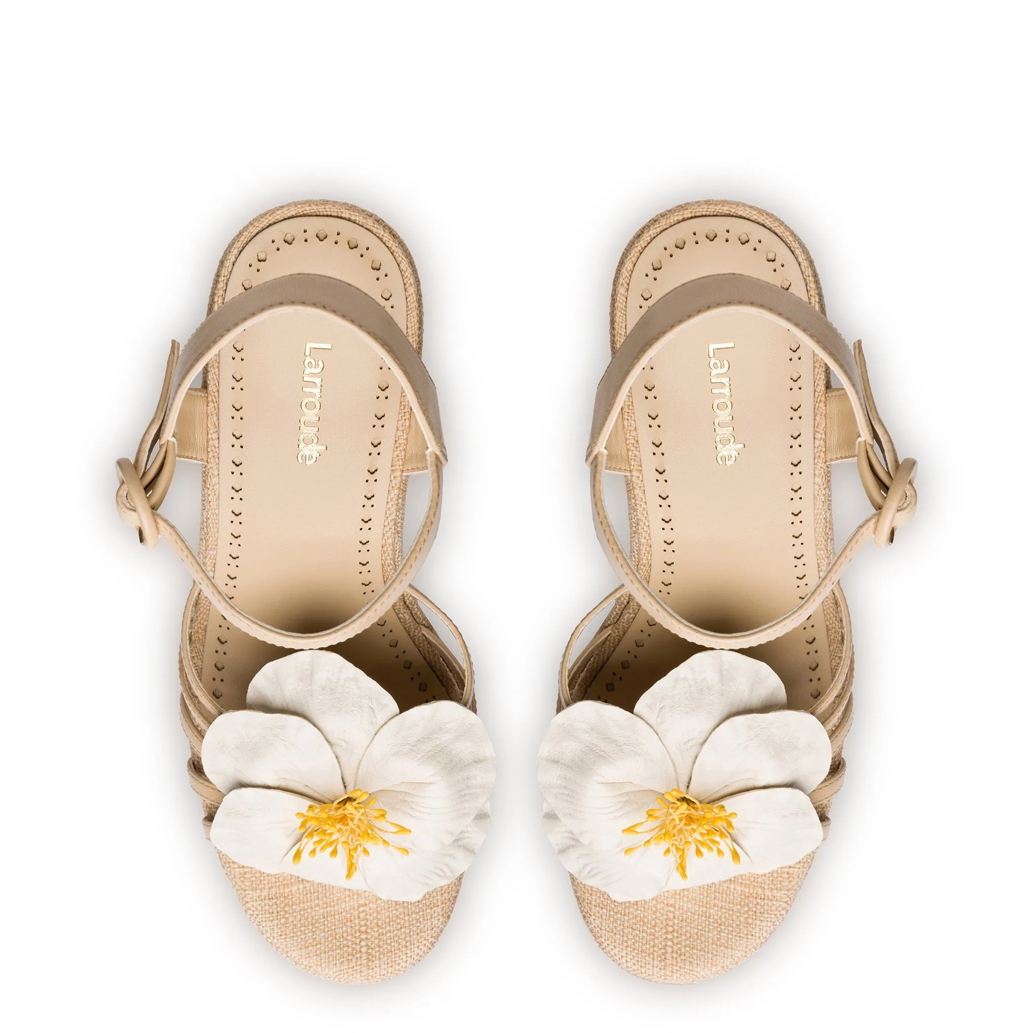 Magnolia Wedge In Ivory Leather
