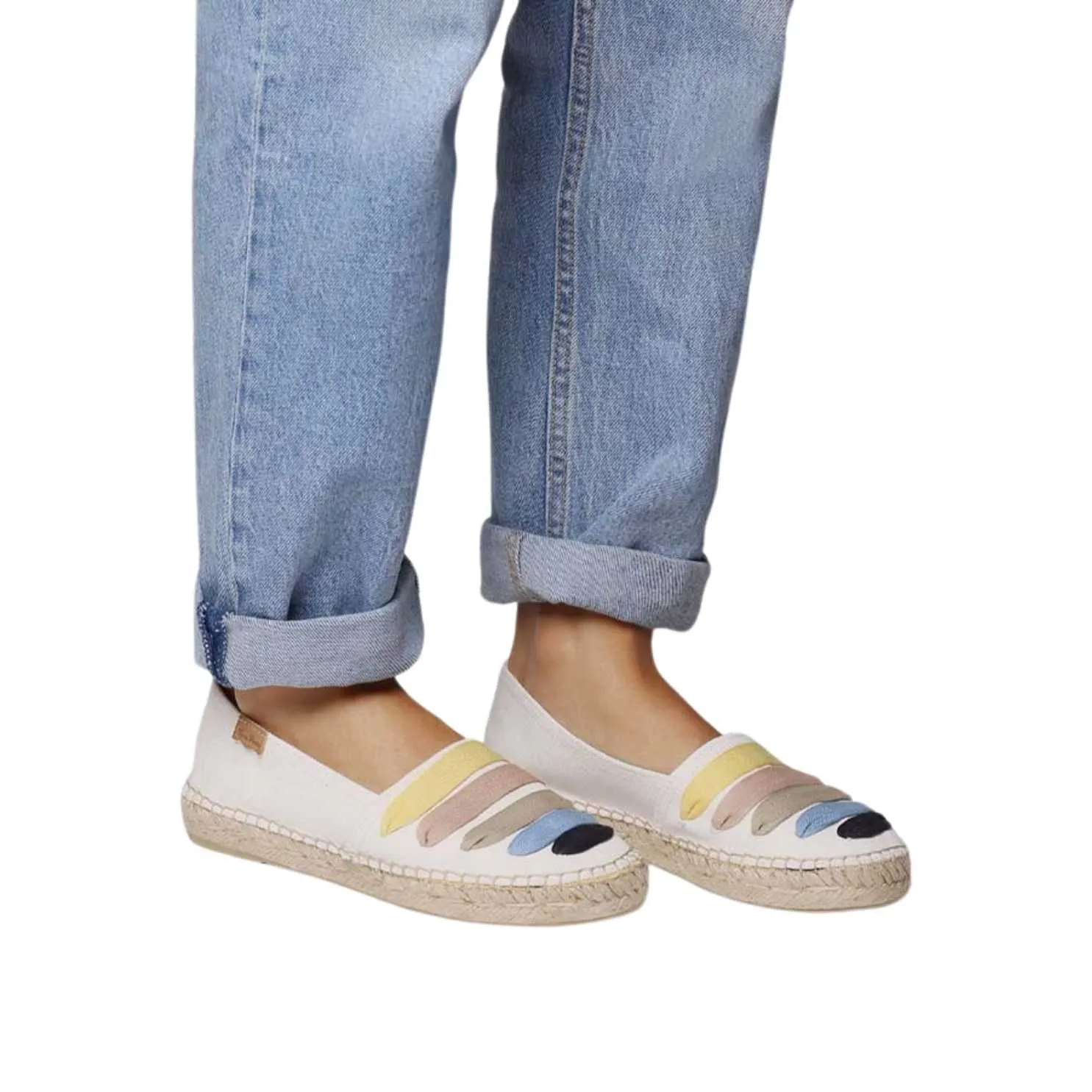 Multicolor Cotton Blend Espadrilles for Women - Rose-CM