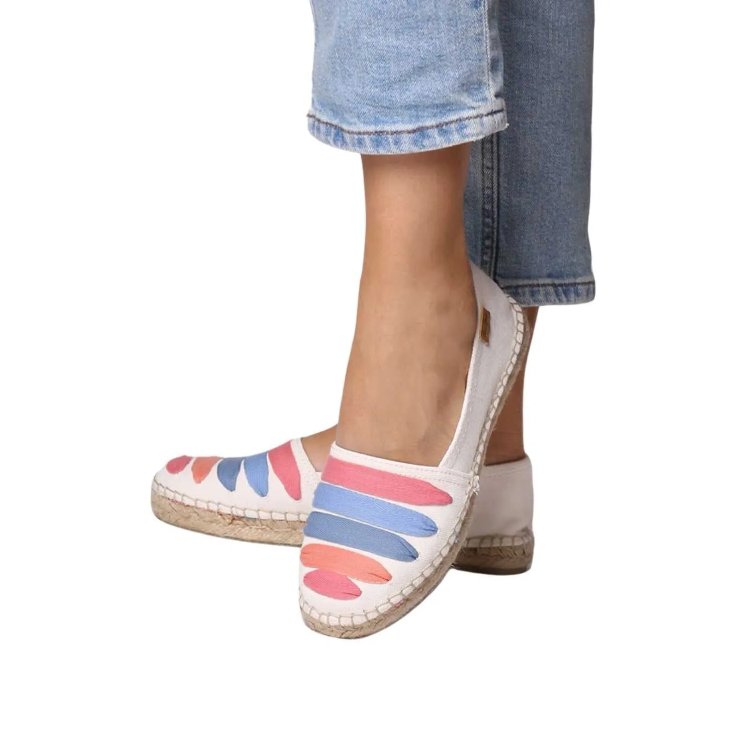Multicolor Cotton Blend Espadrilles for Women - Rose-CM