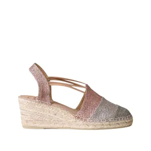 Patchwork Shimmery Wedge Espadrille for Women - Tours-S