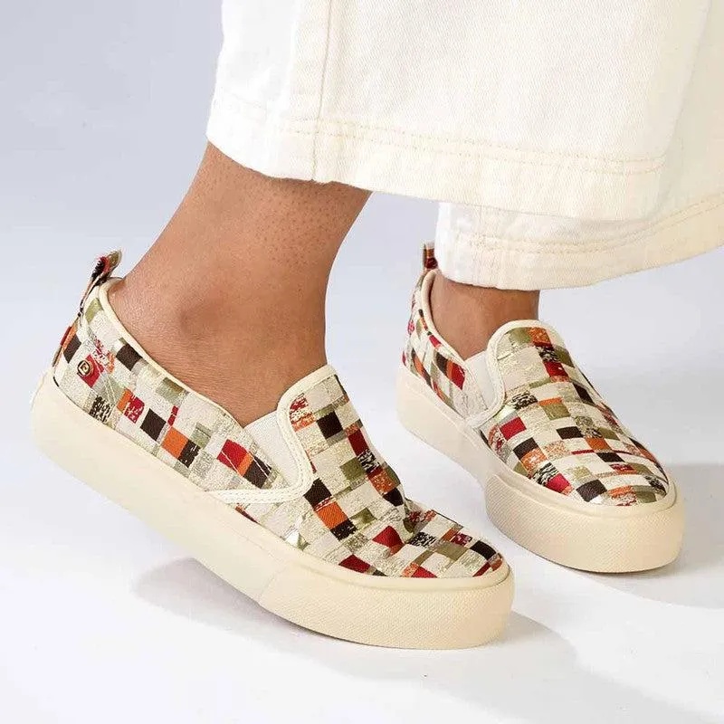 Pierre Cardin Esterel Fashion Slip On Sneaker - Multi Red/Gold Beige