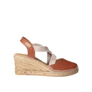 Plain Leather Wedge Espadrille for Women - Saba-P