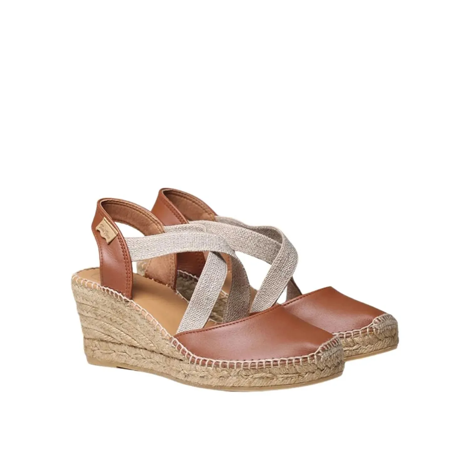 Plain Leather Wedge Espadrille for Women - Saba-P