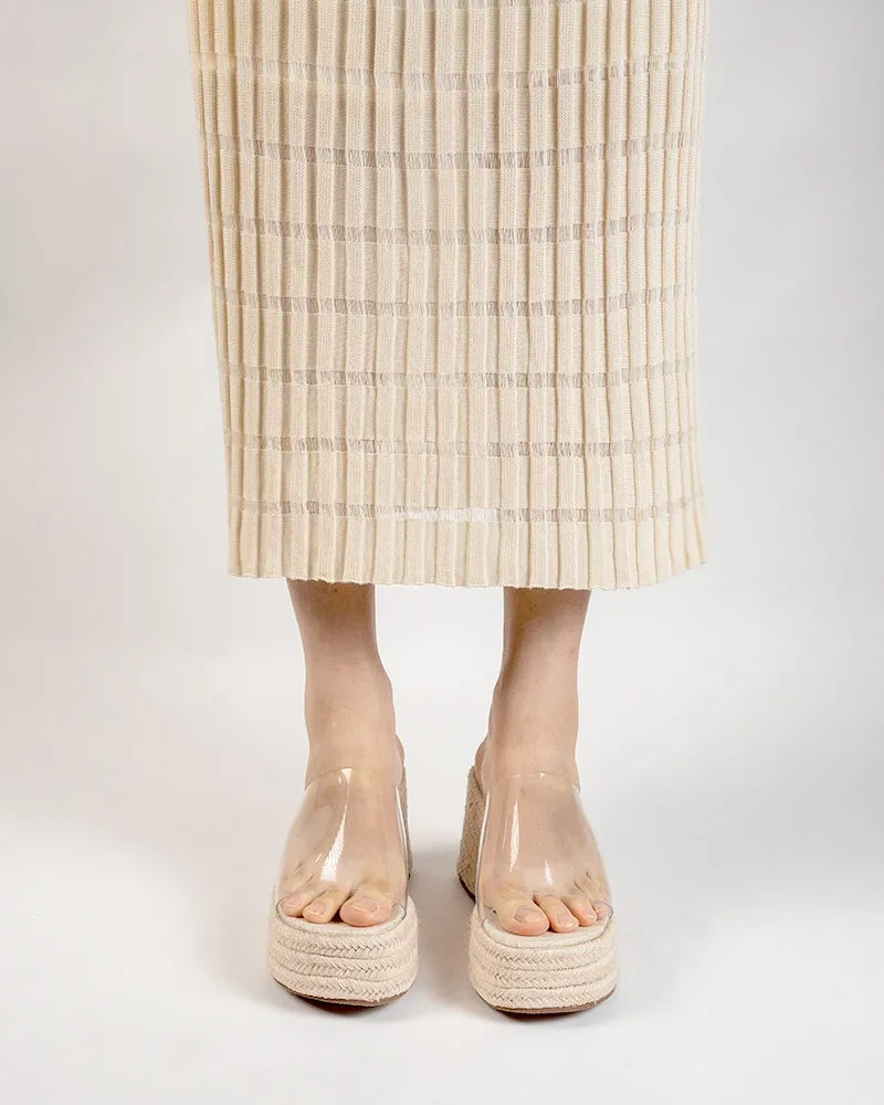 PVC Transparent Espadrilles Platform Chunky Heel Slides Wedge Sandals