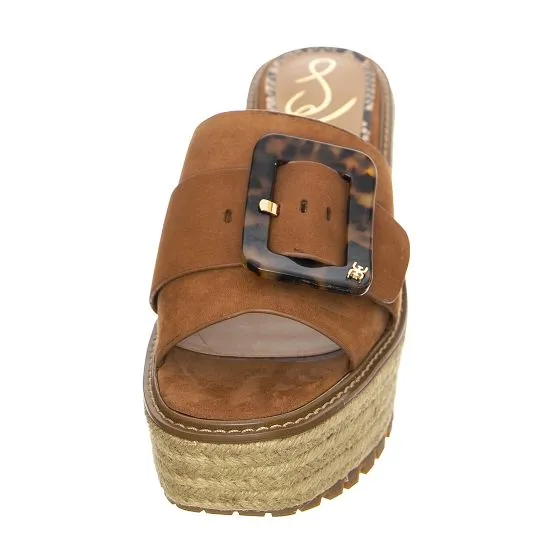 Sam Edelman Livi Luggage Buckle Detail Slip On Open Toe Platform Wedge Sandals