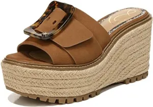 Sam Edelman Livi Luggage Buckle Detail Slip On Open Toe Platform Wedge Sandals