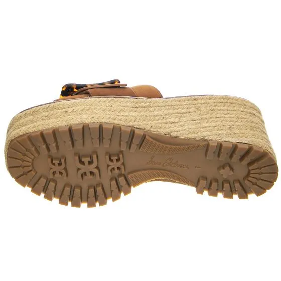 Sam Edelman Livi Luggage Buckle Detail Slip On Open Toe Platform Wedge Sandals