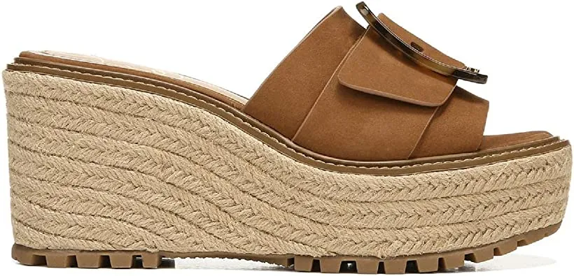 Sam Edelman Livi Luggage Buckle Detail Slip On Open Toe Platform Wedge Sandals
