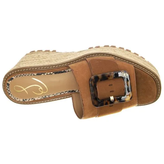 Sam Edelman Livi Luggage Buckle Detail Slip On Open Toe Platform Wedge Sandals