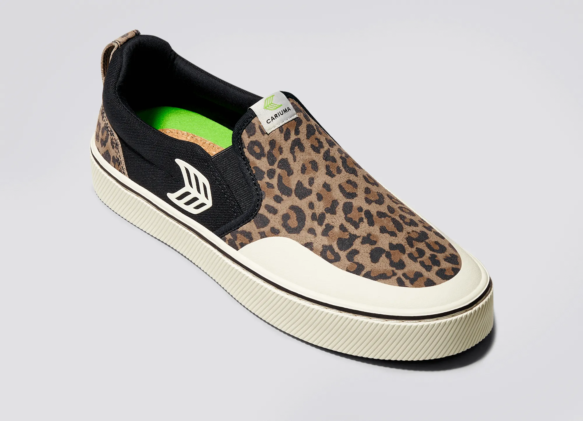 SLIP-ON PRO Leopard Print Suede Black Canvas Ivory Logo Sneaker Women