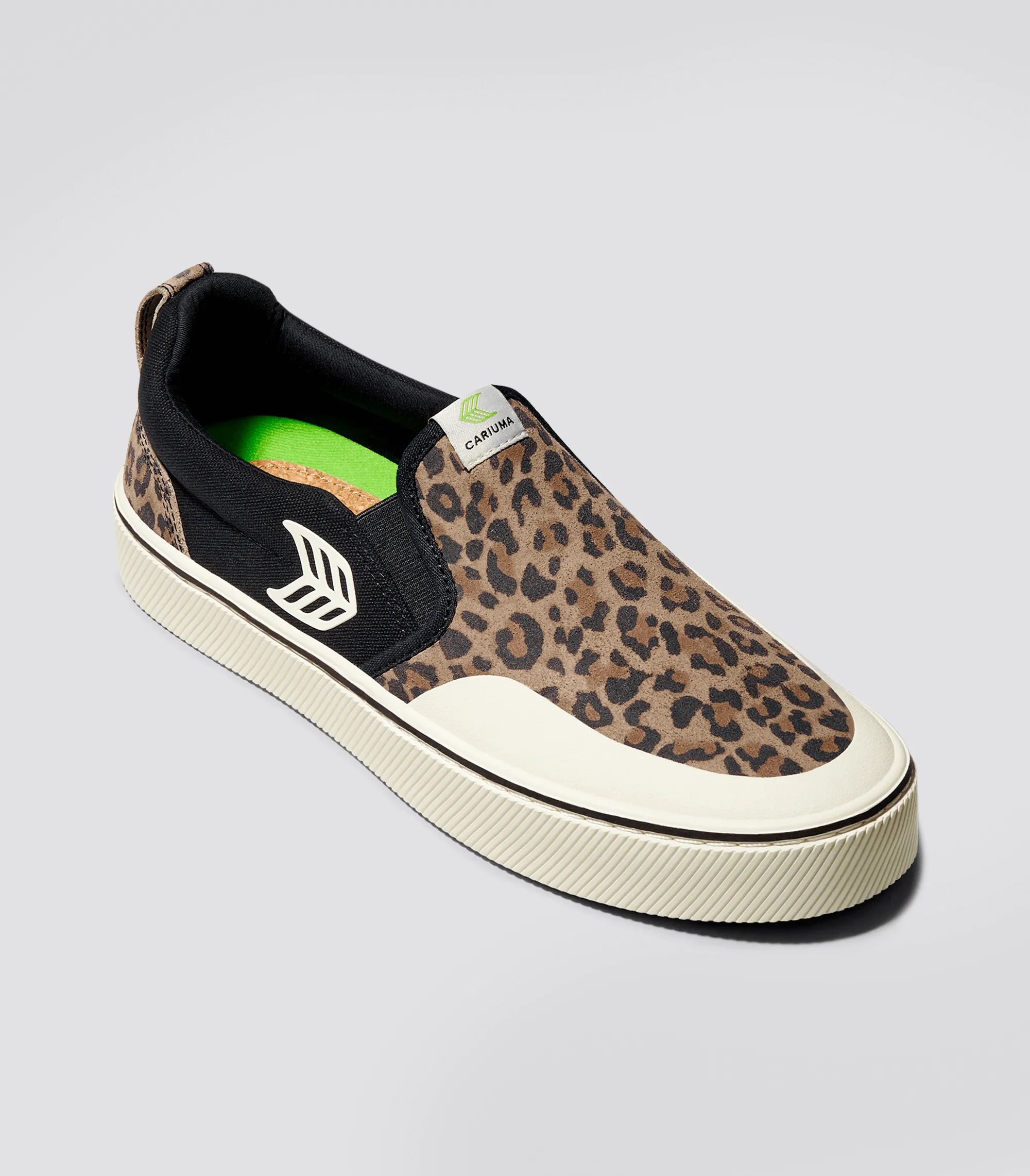 SLIP-ON PRO Leopard Print Suede Black Canvas Ivory Logo Sneaker Women