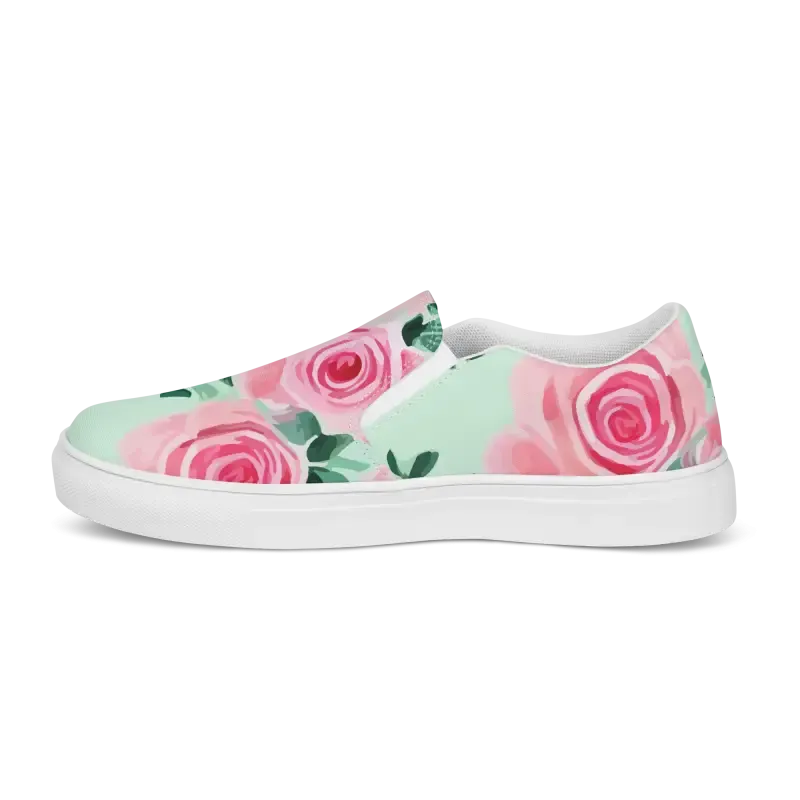 Step Into Pink Roses Women Canvas Shoes