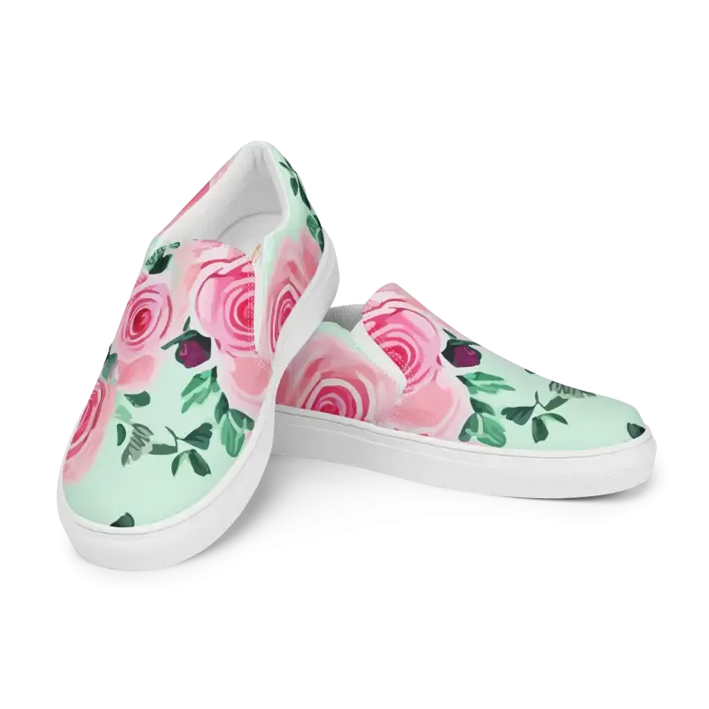 Step Into Pink Roses Women Canvas Shoes