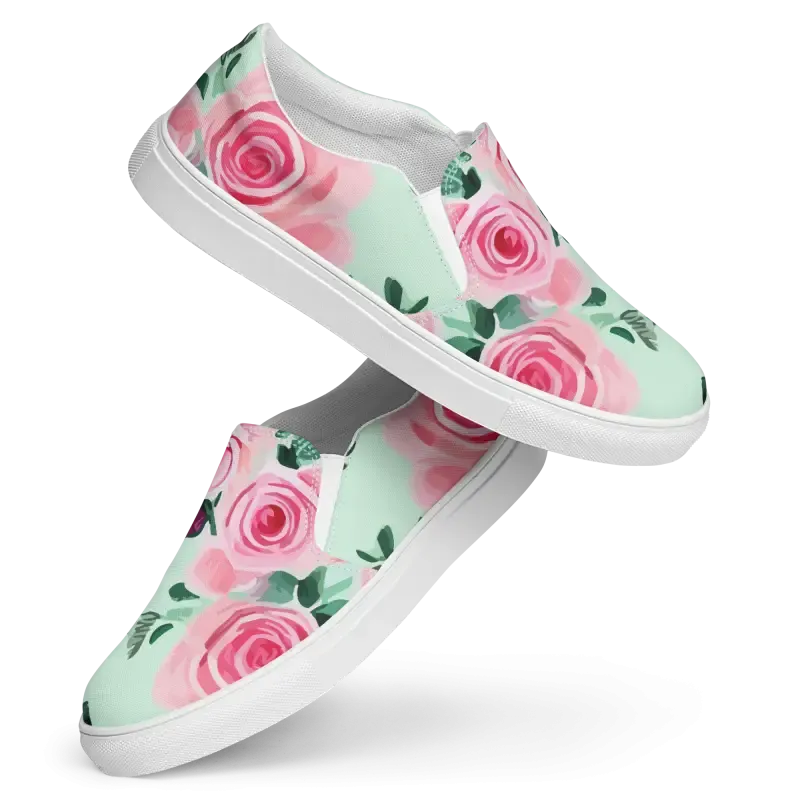 Step Into Pink Roses Women Canvas Shoes