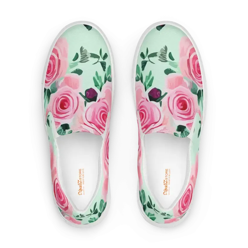 Step Into Pink Roses Women Canvas Shoes