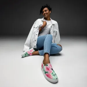 Step Into Pink Roses Women Canvas Shoes