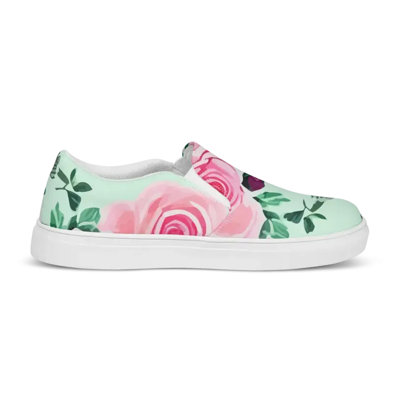 Step Into Pink Roses Women Canvas Shoes