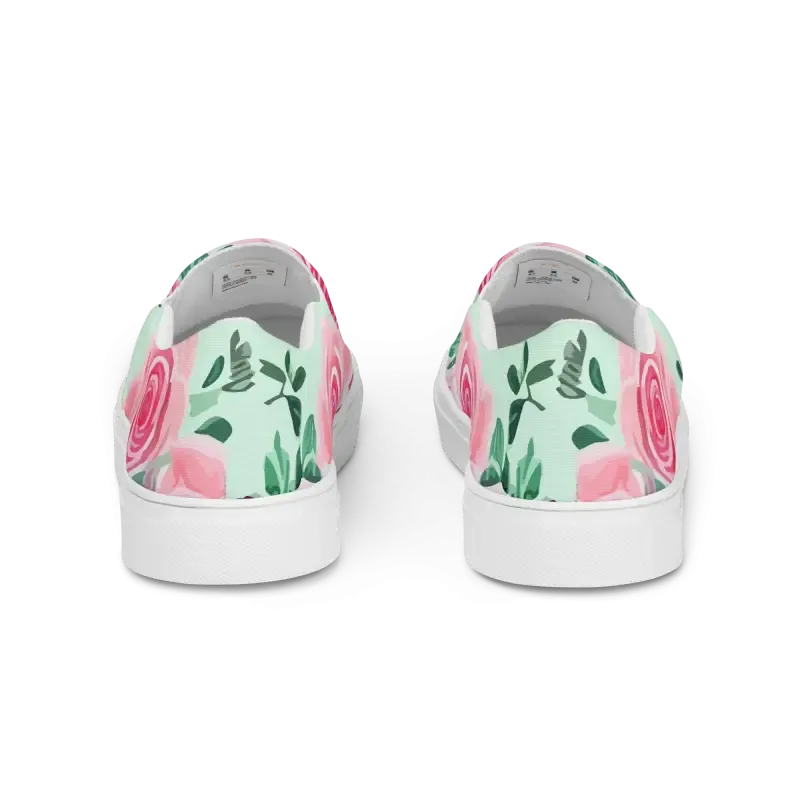 Step Into Pink Roses Women Canvas Shoes