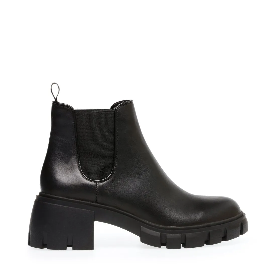 Steve Madden Women's Howler Block Heel Platform Ankle Boots Black Leather (6.5, BLACK)