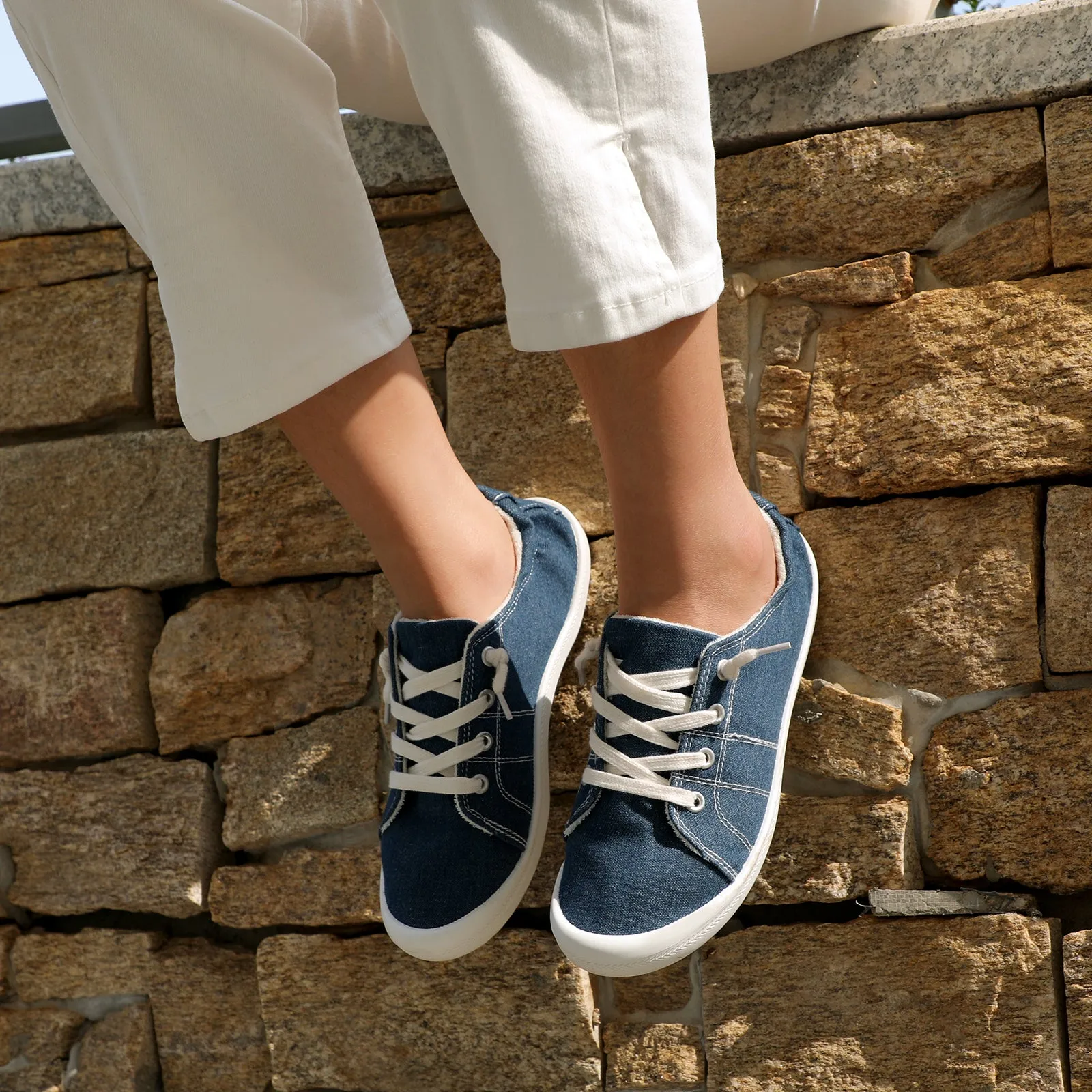 STQ Womens Slip On Sneakers, Comfort Casual Canvas Shoes