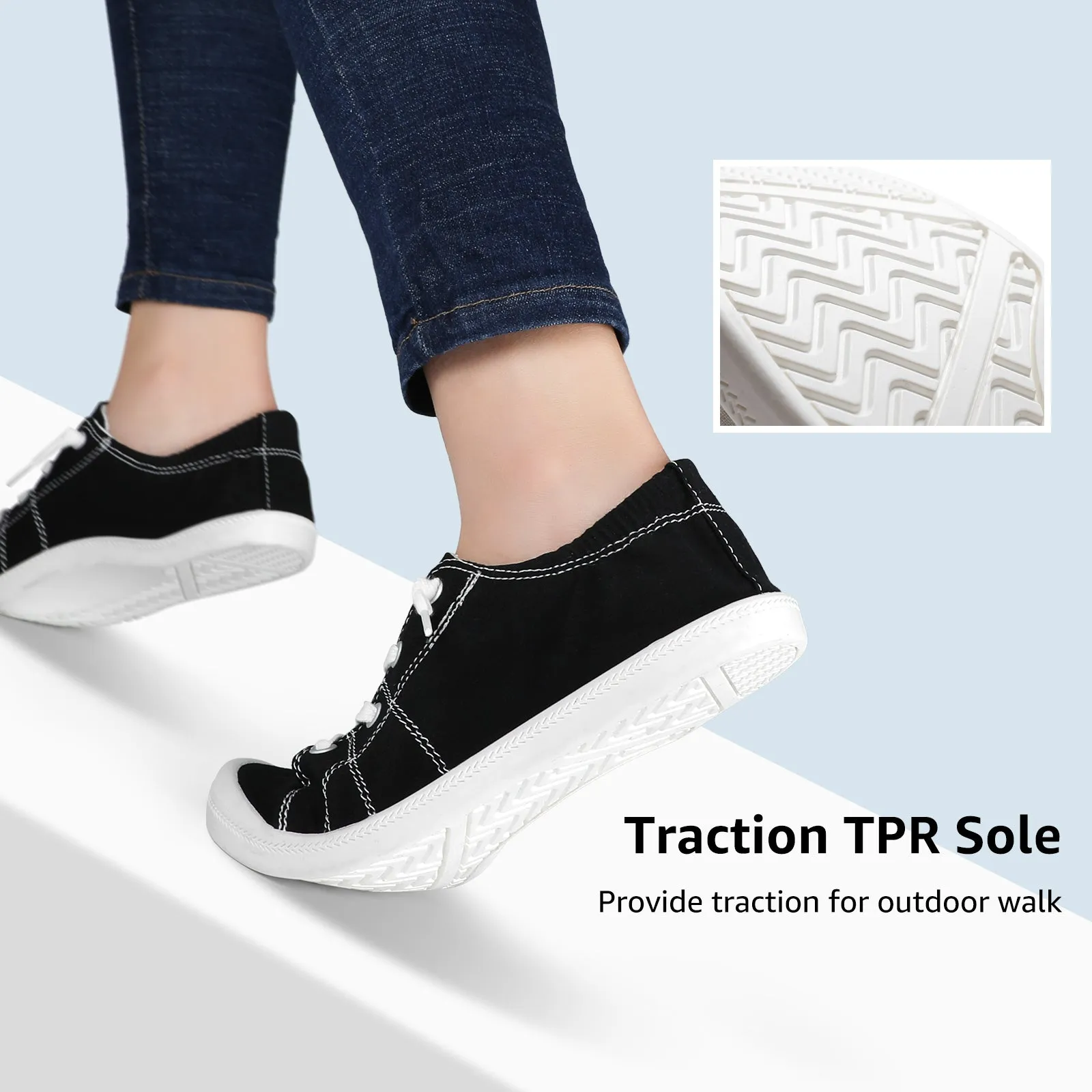 STQ Womens Slip On Sneakers, Comfort Casual Canvas Shoes