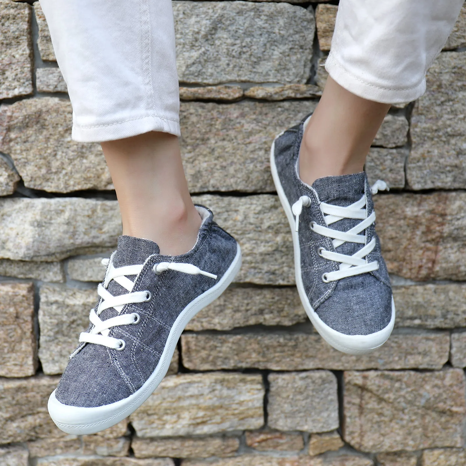 STQ Womens Slip On Sneakers, Comfort Casual Canvas Shoes