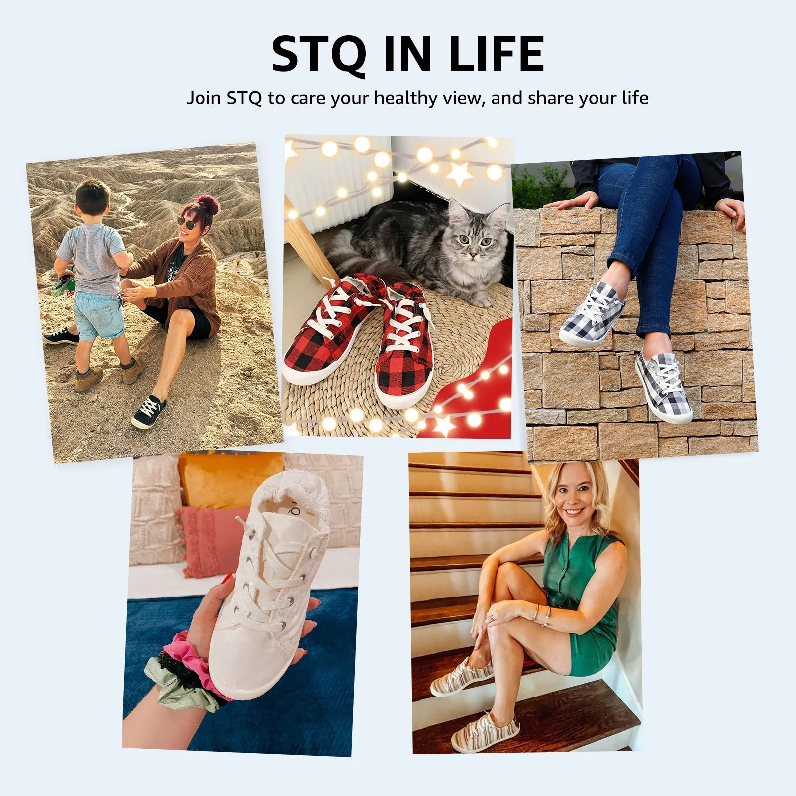 STQ Womens Slip On Sneakers, Comfort Casual Canvas Shoes
